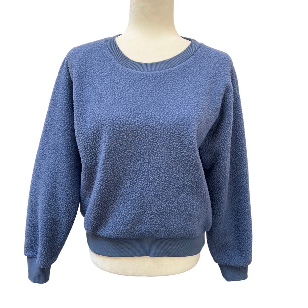 Everlane ReNew Teddy Fleece Oversized Crewneck Sweatshirt Blue Womens Small S